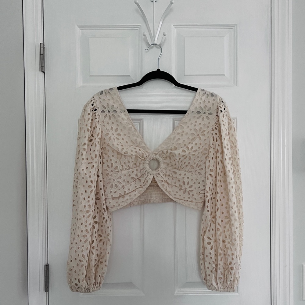 Jen's Pirate Booty Cream Lace Crop Top
